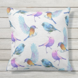 Watercolor-hübsche Vögel (1) Kissen Für Draußen
