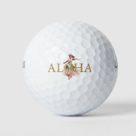 Watercolor Hula Girl Aloha Hawaii Golf Balls Golfball