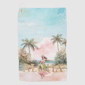Watercolor Hula Girl Aloha Hawaii Golfhandtuch (Vorderseite)