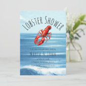 Watercolor Hummer Beach Blue Party Baby Dusche Einladung (Stehend Vorderseite)
