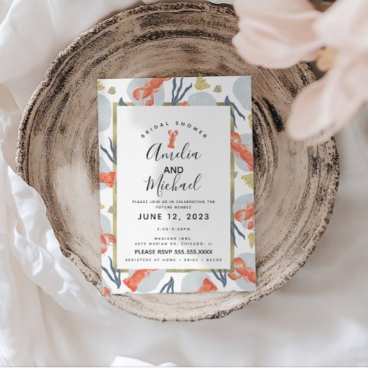 Watercolor Hummer Crustacean Brautparty Postkarte