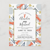 Watercolor Hummer Crustacean Brautparty Postkarte (Vorderseite)