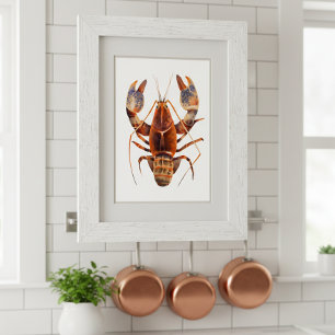 Watercolor Hummer Crustaceanca Poster