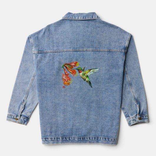 Watercolor Hummingbird Jeansjacke (Rückseite)