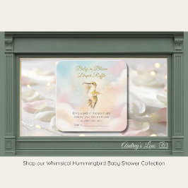 Watercolor Hummingbird & Pastel Clouds Baby Shower Begleitkarte