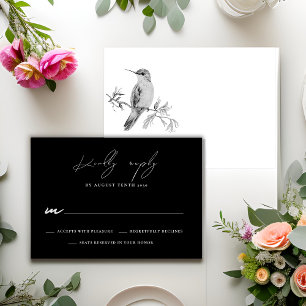 Watercolor Hummingbird Wedding RSVP Response Card Karte