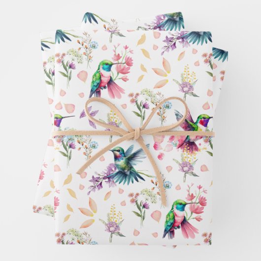 Watercolor Hummingbird & Wildflower Geschenkpapier Set (Beispiel)