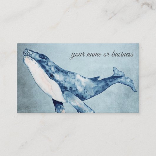 Watercolor Humpback Whale Ocean Beach Visitenkarte (Vorderseite)