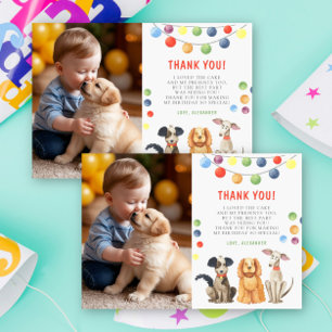 Watercolor Hund Erste Geburtstagsparty Dankeskarte
