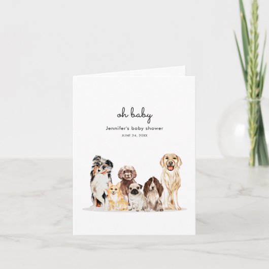 Watercolor-Hunde-Rassen Baby Shower doppelseitig Karte (Vorderseite)