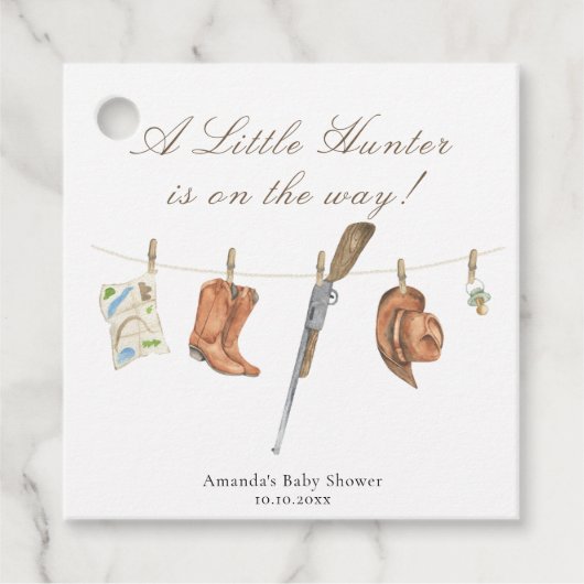 Watercolor Hunter Baby Shower Geschenkanhänger (Vorderseite)