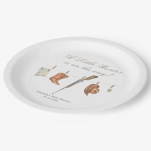 Watercolor Hunter Baby Shower Pappteller (Schrägansicht)