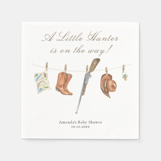 Watercolor Hunter Baby Shower Serviette (Vorderseite)