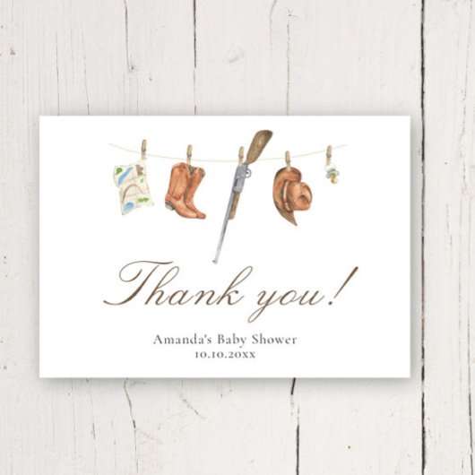 Watercolor Hunter Baby Shower Thank you Dankeskarte