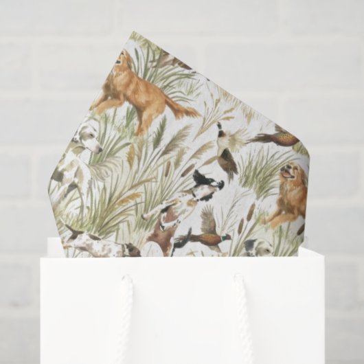 Watercolor Hunting Dog Pattern | Rustic Woodland Seidenpapier (Geschenktüte)