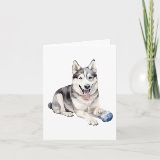 Watercolor Husky Dog Dankeskarte (Vorderseite)