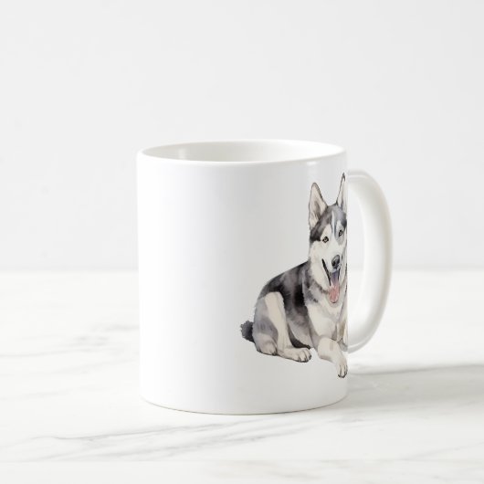 Watercolor Husky Dog Kaffeetasse (VorderseiteRechts)