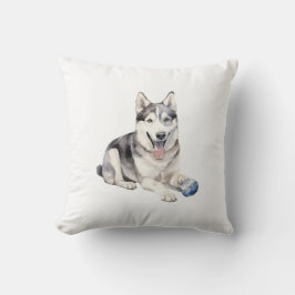 Watercolor Husky Dog Kissen