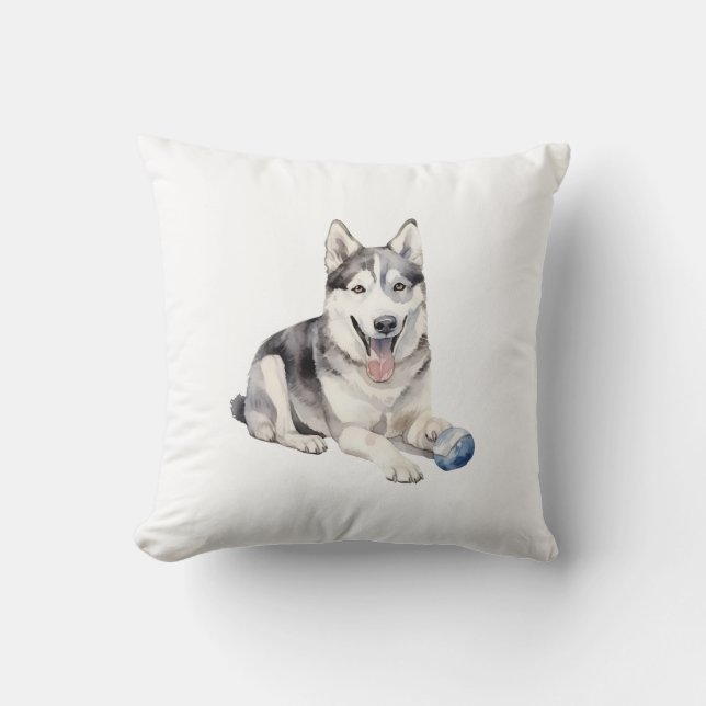 Watercolor Husky Dog Kissen (Vorderseite)