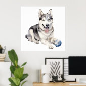 Watercolor Husky Dog Poster (Heimbüro)