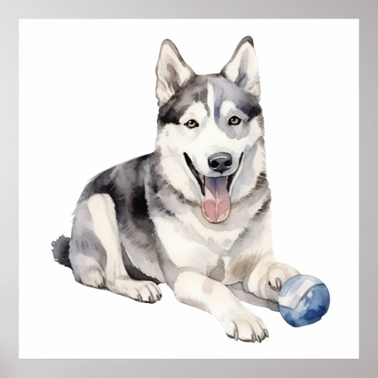 Watercolor Husky Dog Poster (Vorne)