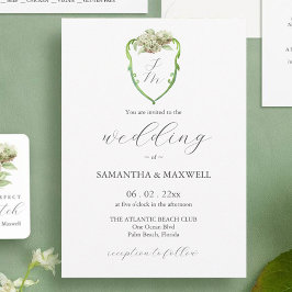 Watercolor Hydrangea Crest Wedding Invitations Einladung