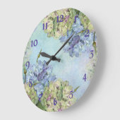 Watercolor Hydrangea Floral Große Wanduhr (Winkel)