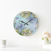 Watercolor Hydrangea Floral Große Wanduhr (Zuhause)
