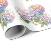 Watercolor Hydrangea Floral Pattern Wrapping Paper Geschenkpapier (Rolleneckpunkt)