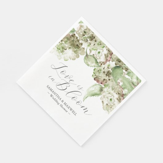 Watercolor Hydrangea Flowers Wedding Shower Serviette (Ecke)