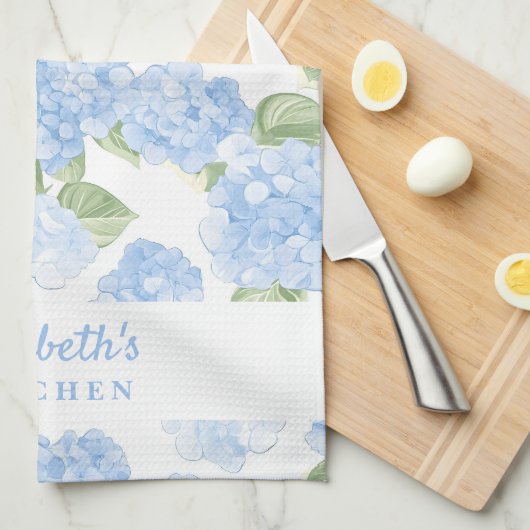 Watercolor Hydrangea Name Geschirrtuch (Viertel Falte)