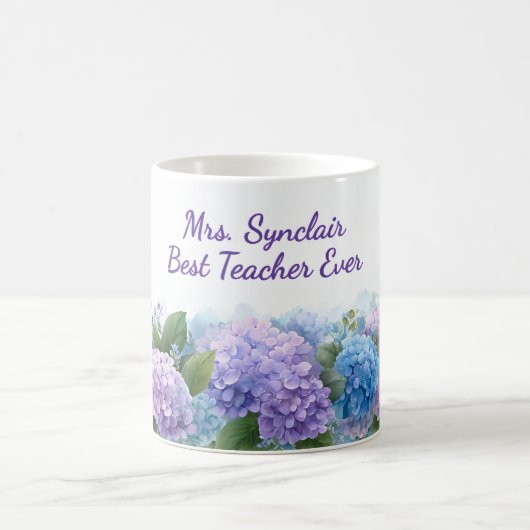 Watercolor Hydrangea Teacher Appreciation Script Kaffeetasse (Mittel)