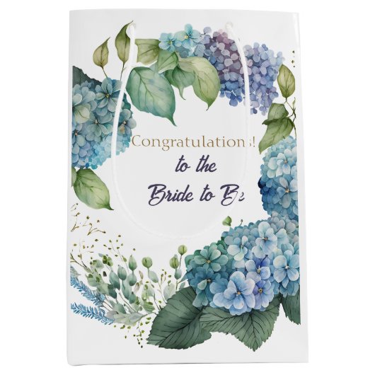 Watercolor Hydrangeas “Congratulations” Mittlere Geschenktüte (Vorderseite)