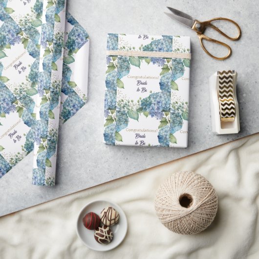 Watercolor Hydrangeas “Congratulations” Wrapping Geschenkpapier (Kunsthandwerk)