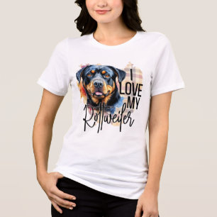 WATERCOLOR I LIEBE MEIN ROTTWEILER HUND Tri-Blend SHIRT