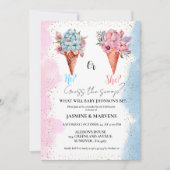 WaterColor Ice Cream Raten Sie das Geschlecht offe Einladung (Vorderseite)