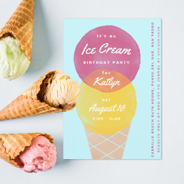 Watercolor Ice Creme Geburtstagsparty Einladung