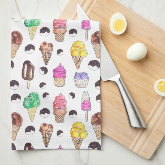 Watercolor Ice Creme Muster Geschirrtuch (Viertel Falte)