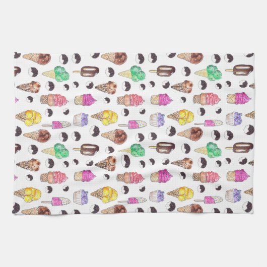 Watercolor Ice Creme Muster Geschirrtuch (Horizontal)