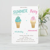 Watercolor Ice Creme Stars Geburtstag Einladung (Stehend Vorderseite)