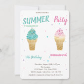 Watercolor Ice Creme Stars Geburtstag Einladung (Vorderseite)