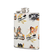 Watercolor Ice Skates with Autumn Leaves Pattern   Flachmann (Links)