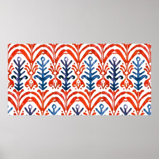 Watercolor Ikat seamless pattern. Blumendeorative Poster (Vorne)