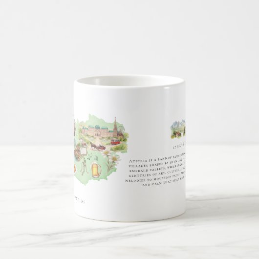 Watercolor Illustrated Map Austria | Monogram Kaffeetasse (Mittel)