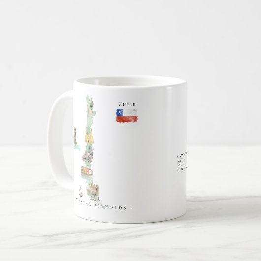 Watercolor Illustrated Map Chile | Monogram Kaffeetasse (Vorderseite Links)