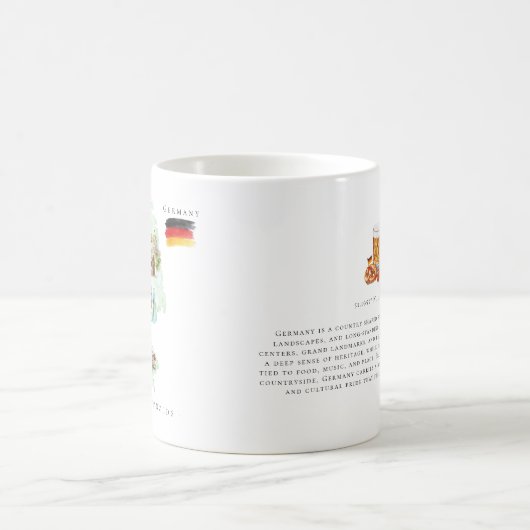 Watercolor Illustrated Map Germany | Monogram Kaffeetasse (Mittel)