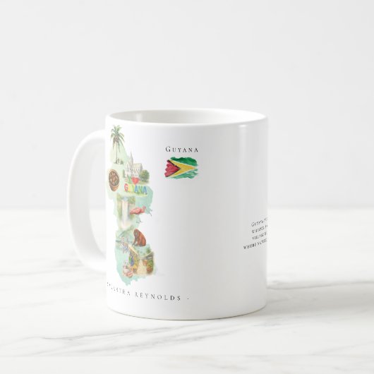 Watercolor Illustrated Map Guyana | Monogram Kaffeetasse (Vorderseite Links)
