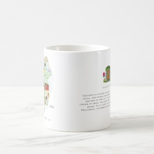 Watercolor Illustrated Map Ireland | Monogram Kaffeetasse (Mittel)