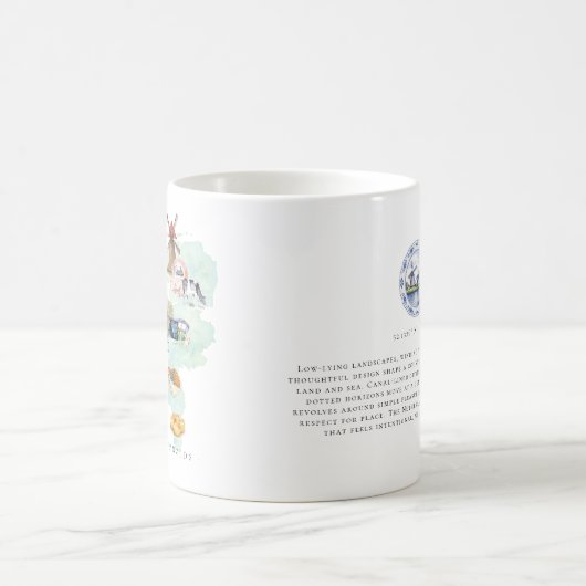 Watercolor Illustrated Map Netherlands | Monogram Kaffeetasse (Mittel)