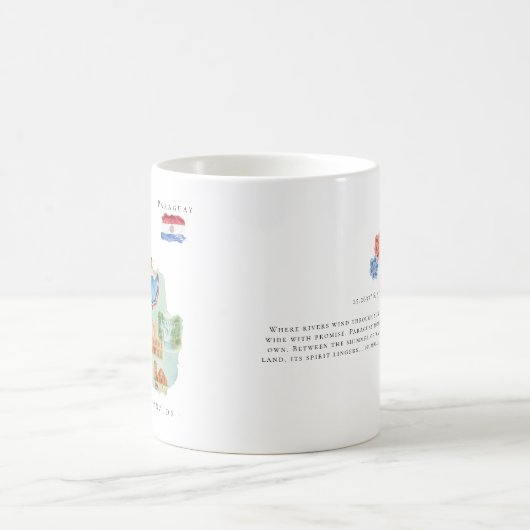 Watercolor Illustrated Map Paraguay | Monogram Kaffeetasse (Mittel)